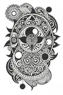 sun mandala with moons inside surrounded tattoo design idea