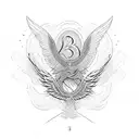 bold, stylized number "19" intertwined with graceful wings, and below it, the phrase "Fly High" in elegant script  tattoo design idea
