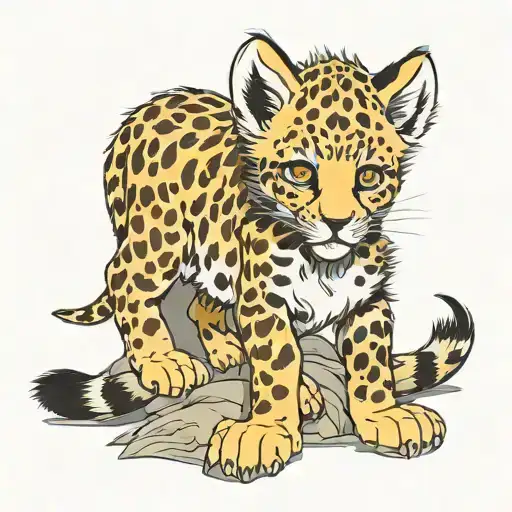 king cheetah cub tattoo design idea