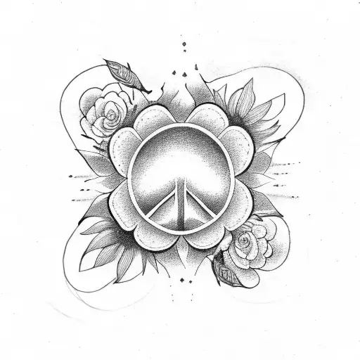 peace love prosperity flowers tattoo design idea