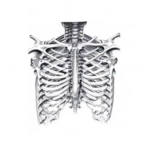 rib cage with heart  tattoo design idea