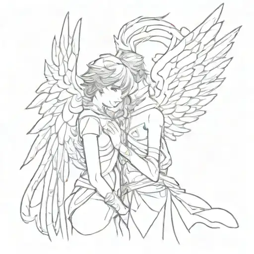 couple tattoo from anime angel of bloodshed tattoo design idea