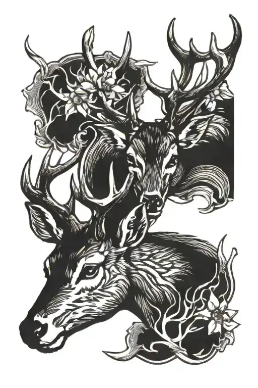 matching browning deer heads tattoo design idea