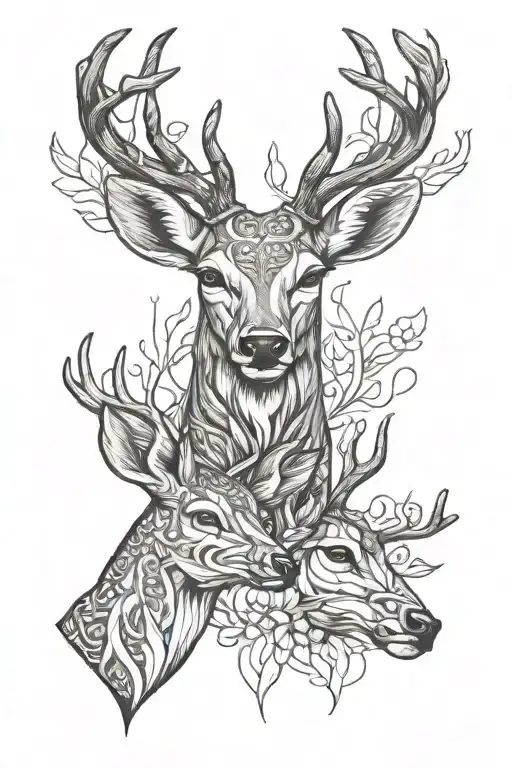 matching browning deer heads together and inside tattoo design idea