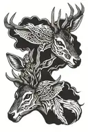 matching browning deer heads tattoo design idea