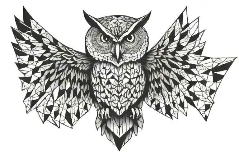 owl flying tattoo design idea