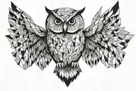 owl flying tattoo design idea