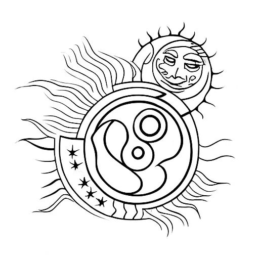 Sun and Moon tattoo design idea