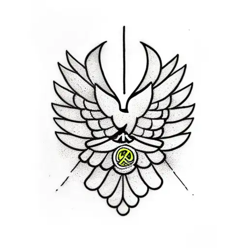 Inca Dove black and white with peace sign tattoo design idea