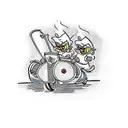 A traditional tattoo of Scrooge McDuck's nephews enjoying a motorcycle adventure tattoo design idea