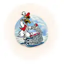 A traditional tattoo of Scrooge McDuck's nephews enjoying a motorcycle adventure tattoo design idea