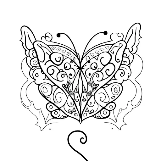 half butterfly with half heart on fire tattoo design idea