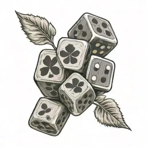 dice set four leaf clover lucky penny  tattoo design idea
