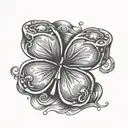 four leaf clover penny coin inside dice tattoo design idea
