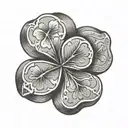 four leaf clover penny coin inside dice tattoo design idea