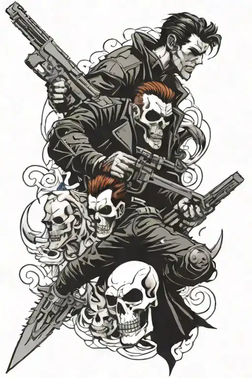 ghostrider , blade, daredevil, punisher, gambit tattoo design idea
