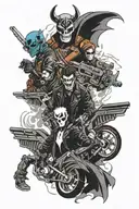 ghostrider , blade, daredevil, punisher, gambit tattoo design idea