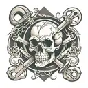 skull and wrenches crossed tattoo design idea