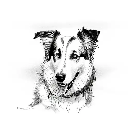 border collie puppy tattoo design idea