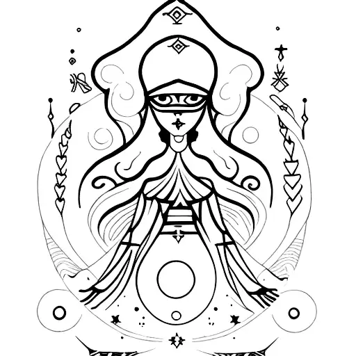 Cosmic High Priestess tattoo design idea