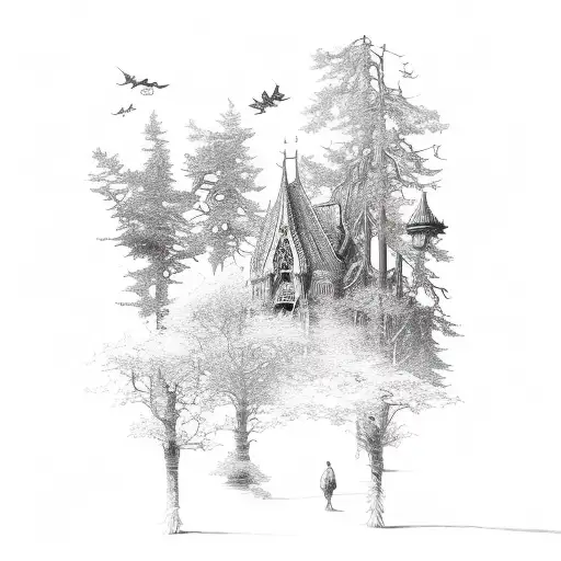 An intricate design combining the landscapes of Vancouver Island and the Netherlands tattoo design idea