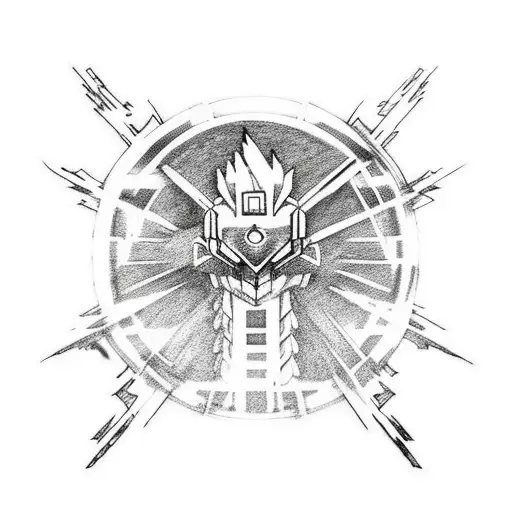 linkin park gundam covered in Amaterasu flames with sharingan tattoo design idea