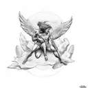 Concept tattoo with the creation and fall of Icarus tattoo design idea