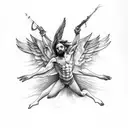 Concept tattoo with the creation and fall of Icarus tattoo design idea