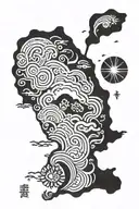 Taiwan Island outline with taiwanese tattoo design idea