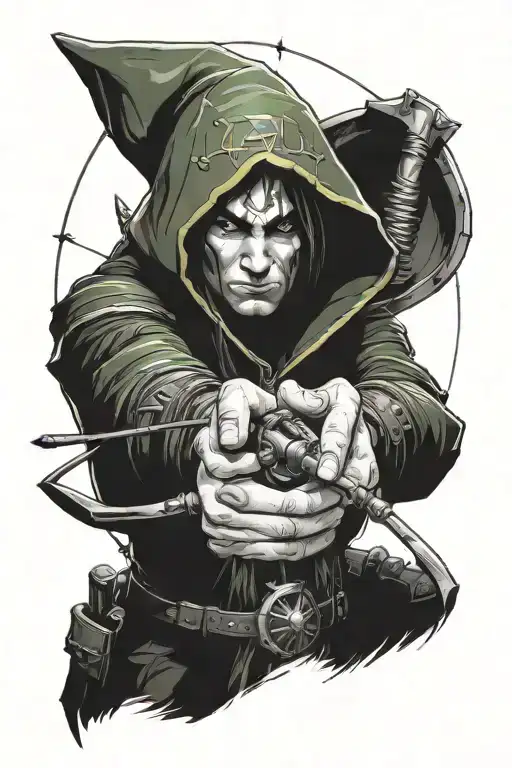 world of warcraft hunter aiming a bow tattoo design idea