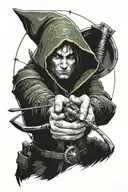 world of warcraft hunter aiming a bow tattoo design idea