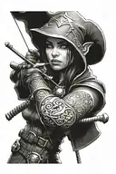 world of warcraft hunter aiming a bow tattoo design idea