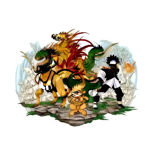Shenlong, Agumon, Sasuke tattoo design idea