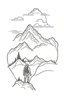 mountain explorer standing in front tattoo design idea