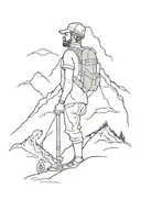 mountain explorer standing in front tattoo design idea