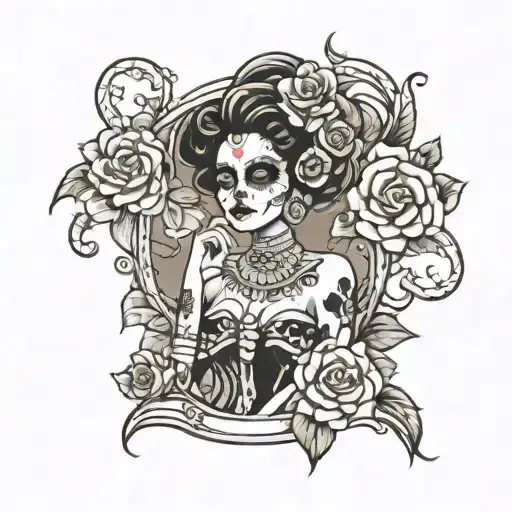 le catrina sitting tattoo design idea