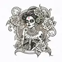 le catrina sitting tattoo design idea