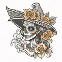 le catrina sitting tattoo design idea