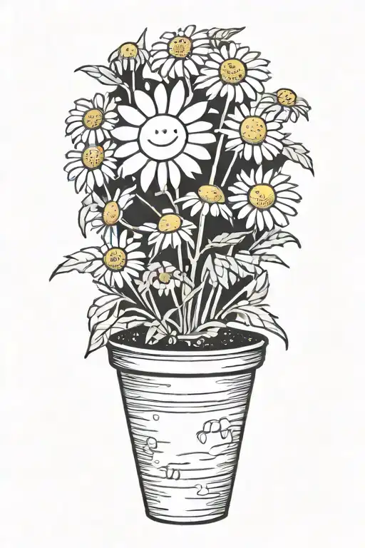 chamomile smiling in pot marijuana tattoo design idea