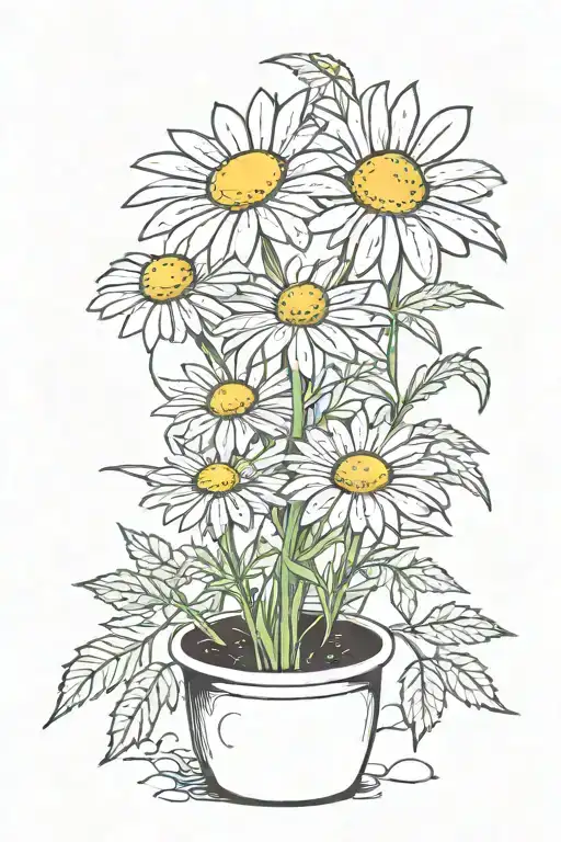 chamomile smiling in pot marijuana tattoo design idea