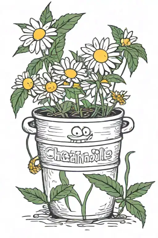 chamomile smiling in pot marijuana tattoo design idea
