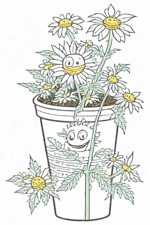 chamomile smiling in pot marijuana tattoo design idea