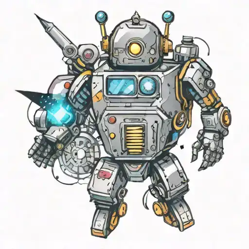 sexy robot disco tattoo design idea
