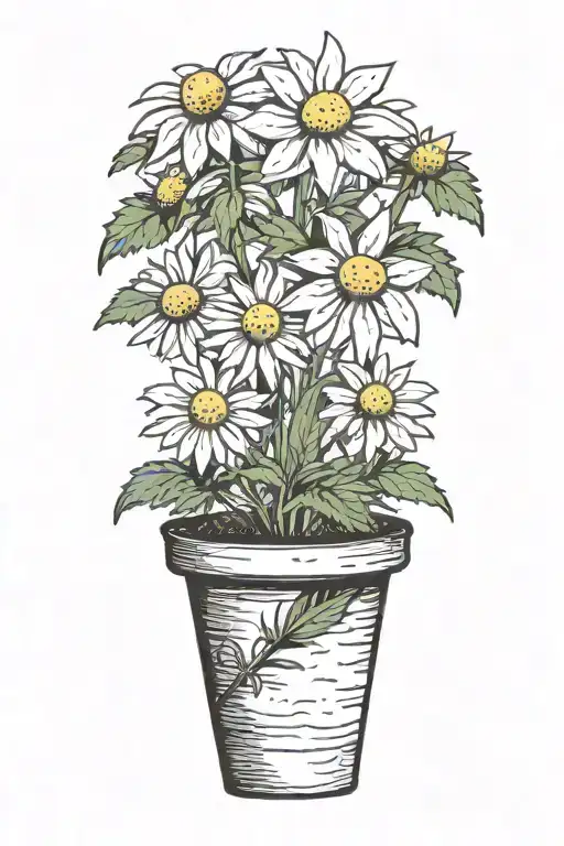 chamomile smiling in pot marijuana tattoo design idea