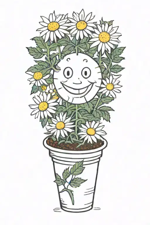 chamomile smiling in pot marijuana tattoo design idea