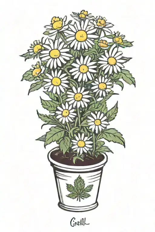 chamomile smiling in pot marijuana tattoo design idea