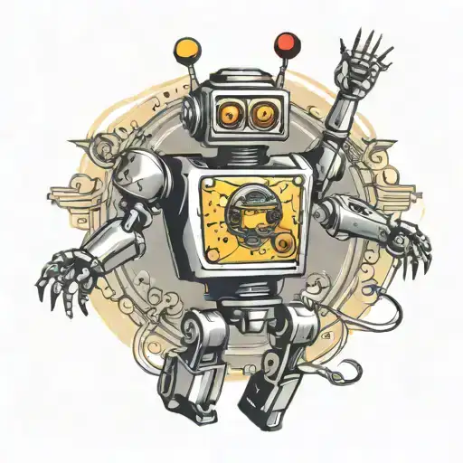 sexy robot disco tattoo design idea