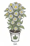 chamomile smiling in pot marijuana tattoo design idea