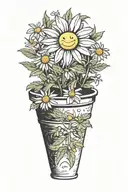 chamomile smiling in pot marijuana tattoo design idea