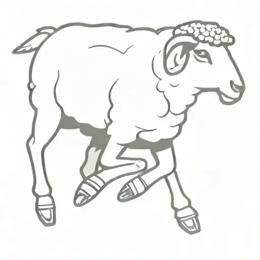 A minimalist tattoo of a sheep wearing Nike trainers running tattoo design idea